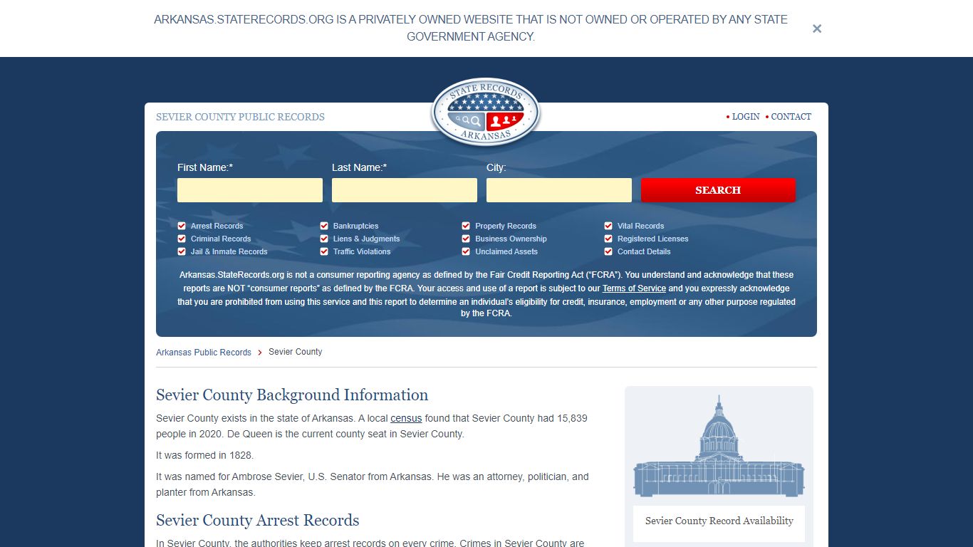 Sevier County Arrest, Court, and Public Records | StateRecords.org